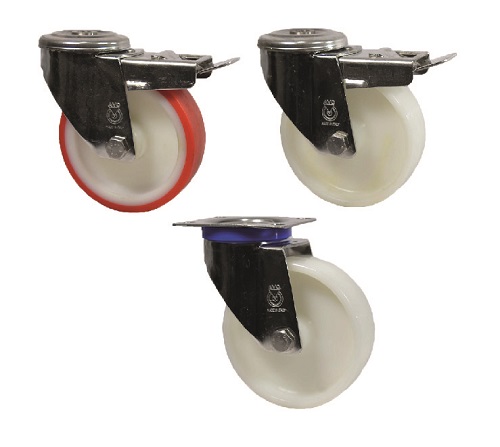 Ruedas con soportes de acero inoxidable