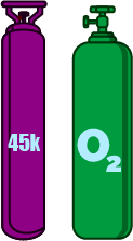 1 tubo de oxígeno y 1 tubo de gas de 45 Kgs
