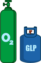 1 tubo de oxígeno y 1 garrafa